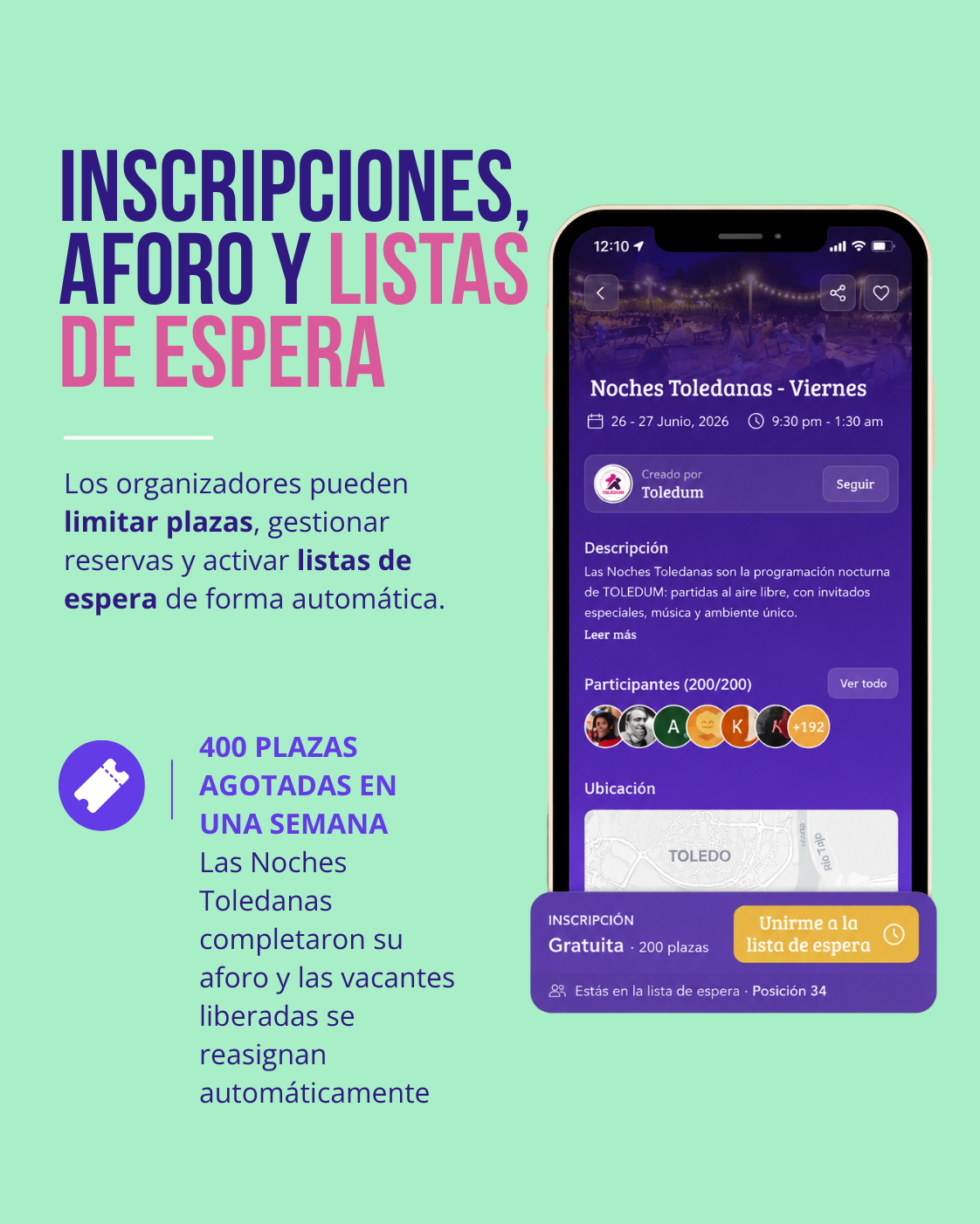 Inscripciones, aforo y listas de espera de Toledum II gestionadas con Meeplay