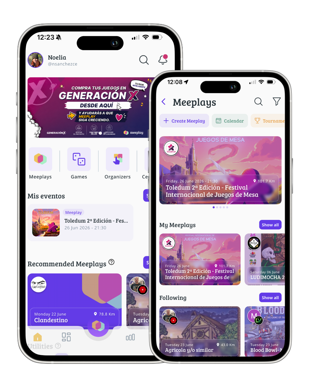 Crea o únete a eventos