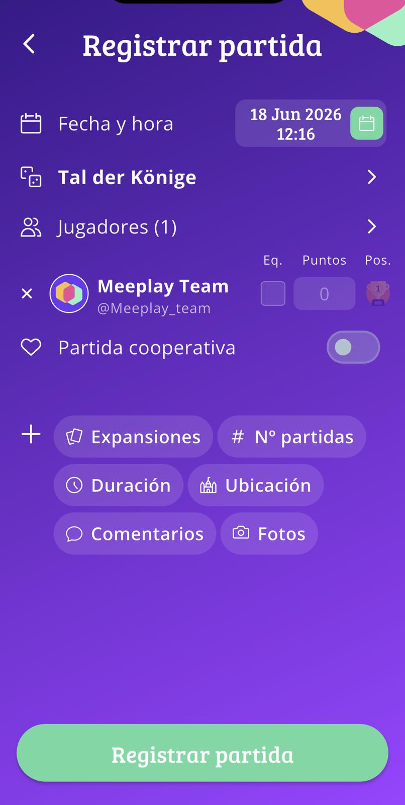Cómo registrar tus partidas de juegos de mesa paso a paso