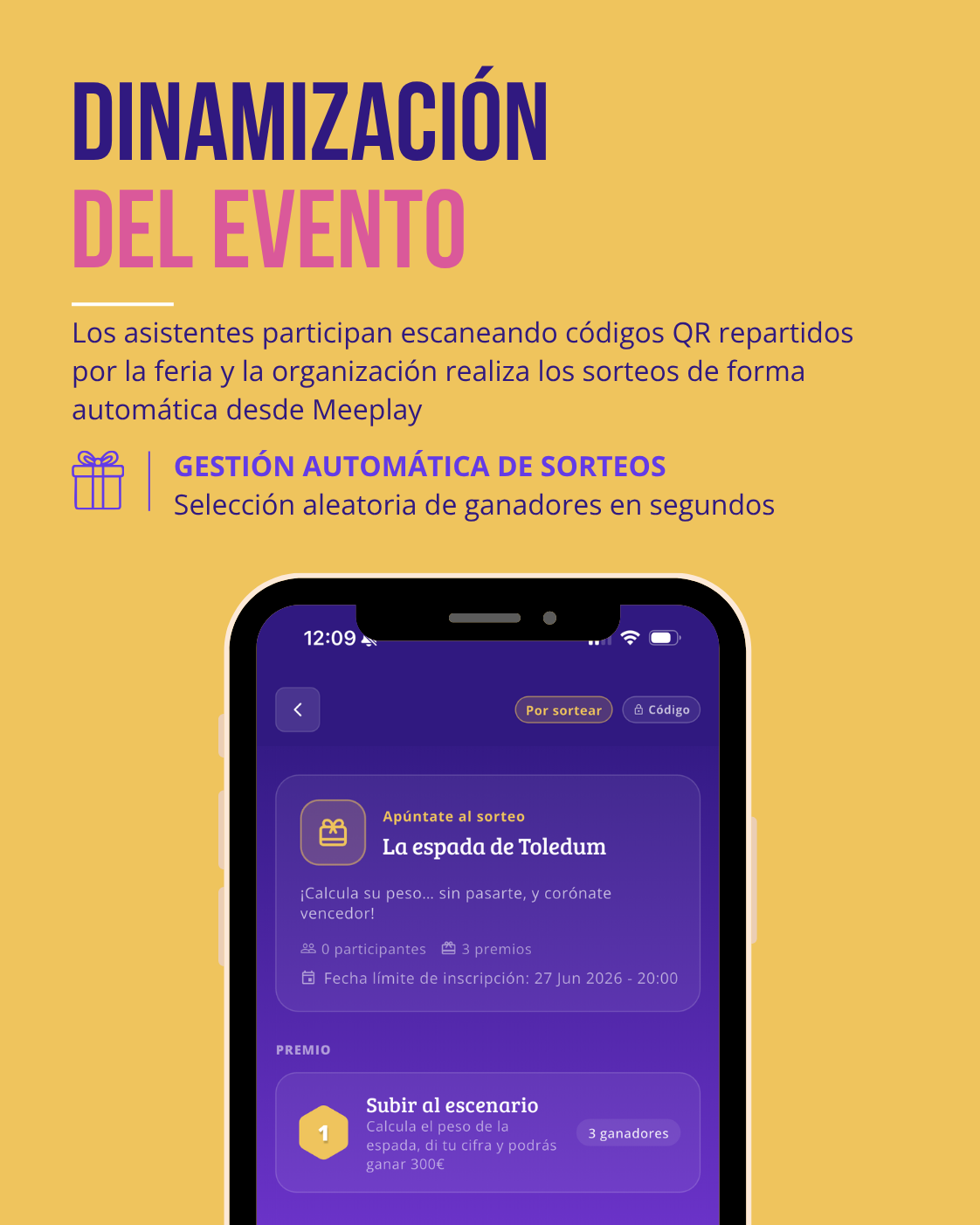 Sorteos por codigo QR en Toledum II gestionados con Meeplay